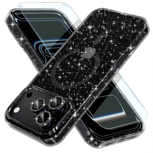 Vista 9 de Choiche Funda para iPhone 15 Pro Max compatible con MagSafe, color negro Purpurina negra
