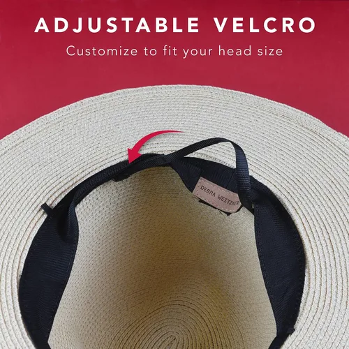 Vista 5 de Women Fedora Sun Hat with Wide BrimFoldable Roll-Up Straw Beach Hat UPF 50