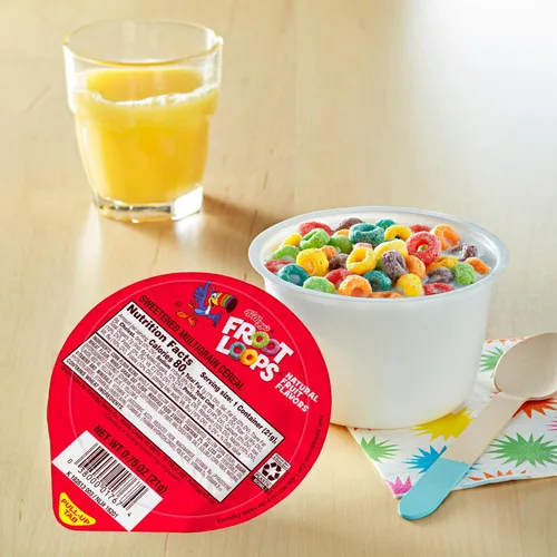 Vista 2 de Kellogg's Froot Loops, Cereal para Desayuno, Original, 0.75 oz (Paquete de 96)