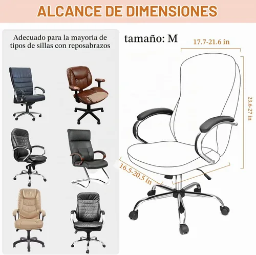 Vista 4 de Tatuo Fundas para silla de oficina y computadora, protector universal para silla giratoria, extraíble, lavable, con cremallera para respaldo de Negro