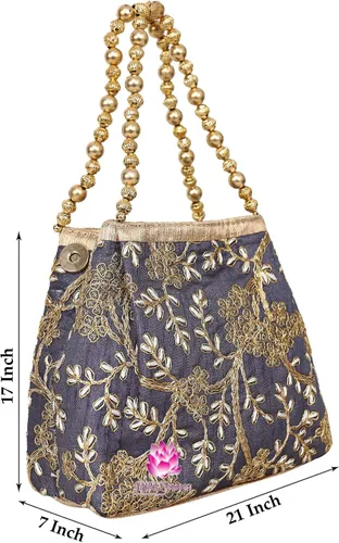 Vista 7 de Bolso de boda para niñas con diseño étnico indio Potli