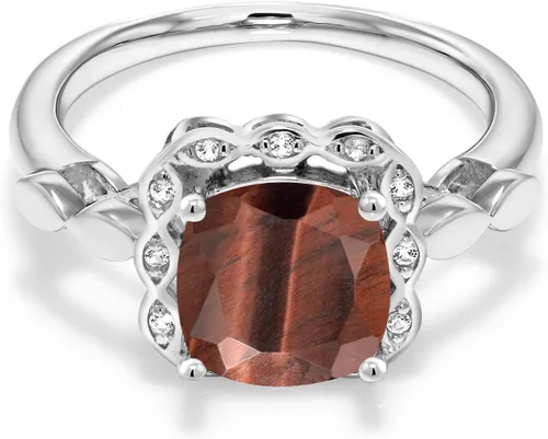 Vista 72 de Gem Stone King Anillo de compromiso de plata de ley 925 de 0.315 in con piedra natal y zafiro blanco creado Anillo de compromiso de boda