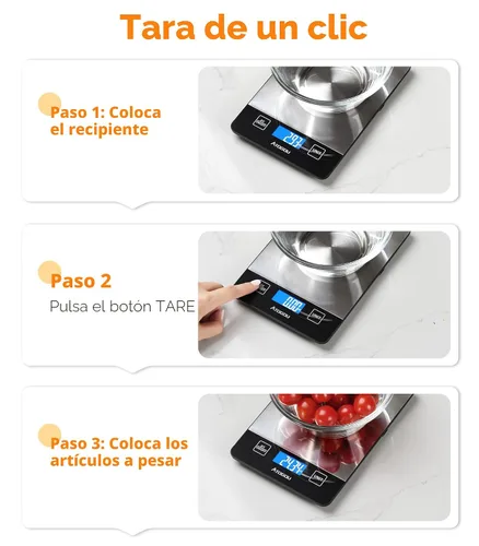 Vista 9 de Atogou Báscula de alimentos – Báscula digital de cocina de 33 libras, pantalla recargable y de visión completa, resistente al agua, carga de Negro