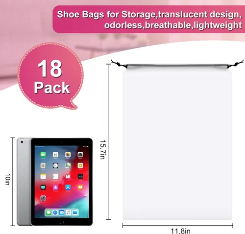 Vista 2 de Paquete de 18 bolsas de zapatos para viajes, 11.8 x 15.7 pulgadas, bolsas de viaje para zapatos para empacar, bolsa de viaje para zapatos, bolsas