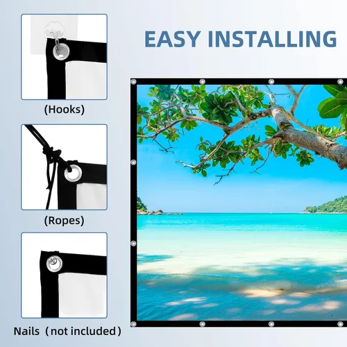 Vista 3 de Pantalla de proyector frontal trasera 4K 16:9 HD, plegable, de doble cara, portátil para cine en casa (60 pulgadas)