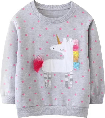 Vista 12 de HILEELANG - Sudaderas de cuello redondo para niñas, manga larga, para invierno
