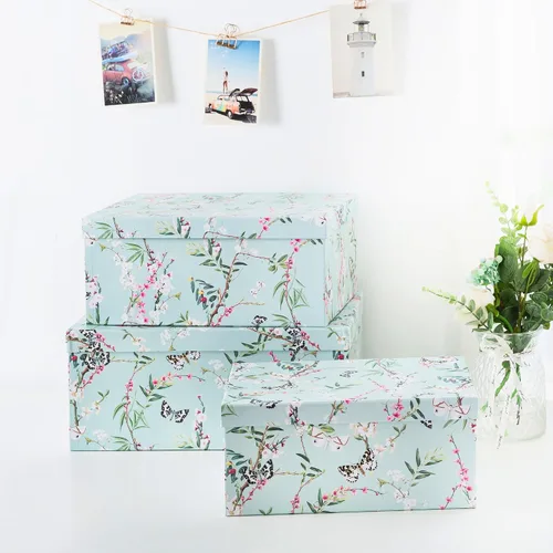 Vista 3 de Soul & Lane Cajas de almacenamiento de fotos de mariposas en vuelo (juego de 3): cajas anidables con tapas, contenedores de cartón decorativos