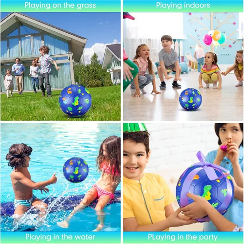Vista 5 de HyDren Balón de fútbol para niños, tamaño 3 con inflador, diseño oficial de dibujos animados, duradero, para deportes al aire libre, interior, juego
