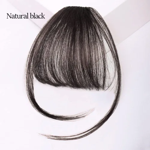 Vista 2 de Flequillo con clip de cabello 100% humano con flequillo de pelo con patillas, extensiones de cabello para mujer, extensiones de cabello con clip
