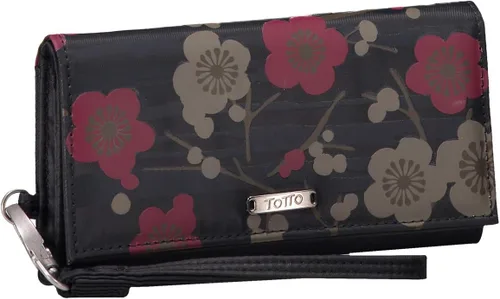 Vista 2 de Totto Bolsa para monedas, Negro Modelo Flores, Bolsa para monedas