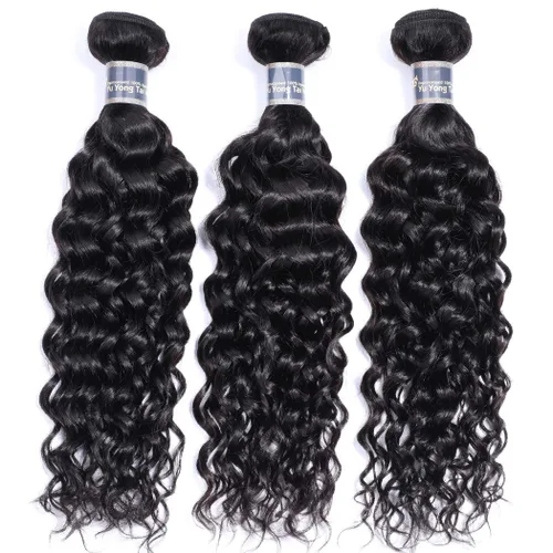 Vista 3 de Extensiones de cabello humano virgen brasileño ondulado de 10, 12, 14 pulgadas, sin procesar, mojado y ondulado, 3 paquetes de extensiones