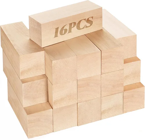 Vista 11 de Kit de bloques de tallado de tilo sin terminar, paquete de 12 bloques rectangulares de madera para tallar, manualidades y tallado para adultos 12