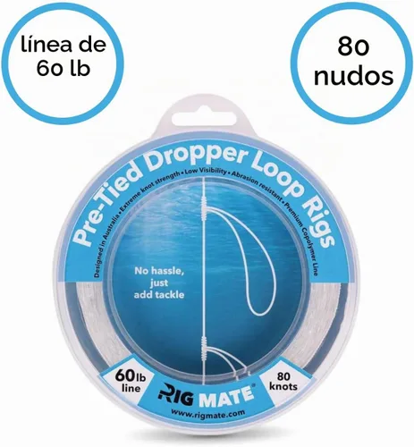 Vista 3 de Aparejos de bucle colgante preatados de 60 libras. Carrete de línea de pesca. Bucles separados 18 pulgadas con tamaño de bucle de 5.5 pulgadas.