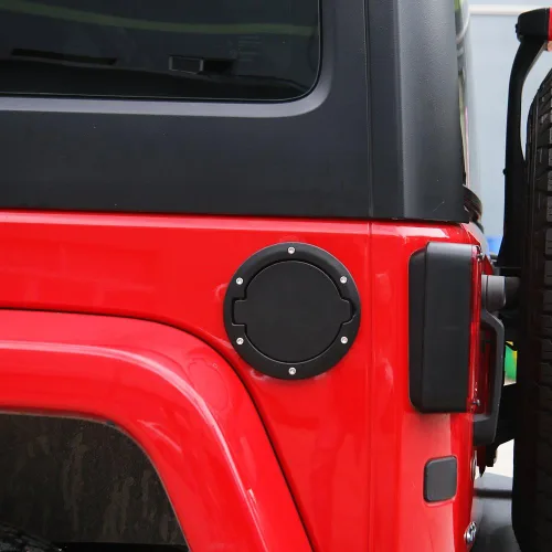Vista 6 de JeCar Tapa de Combustible de Aluminio Cubierta de Puerta de Llenado para Jeep Wrangler 2007-2018 JK y Unlimited Accesorios (Negro)