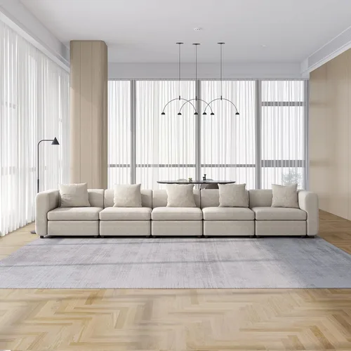 Vista 27 de Guyii Sofá Seccional de Terciopelo, Sofá Loveseat Moderno de Gran Tamaño con 2 Almohadas, Sofá Convertible de 81.88 pulgadas de Largo con Cojines
