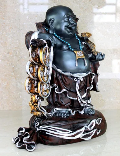 Vista 2 de eSplanade Estatua de Buda sonriente de resina, figura de Feng Shui, pieza de exhibición para sala de estar, hogar, oficina, decoración y regalo, 16