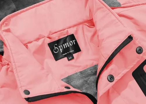 Vista 4 de Spmor - Chaqueta de esquí impermeable para mujer, para montaña, lluvia, abrigo de invierno, a prueba de viento, con capucha