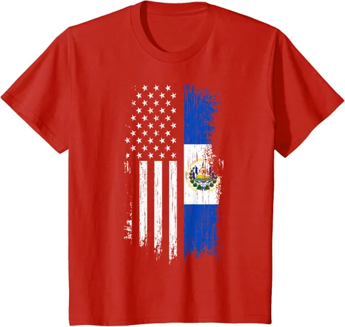 Vista 3 de Camiseta de la bandera de Estados Unidos salvadoreño - Camiseta de El Salvador USA