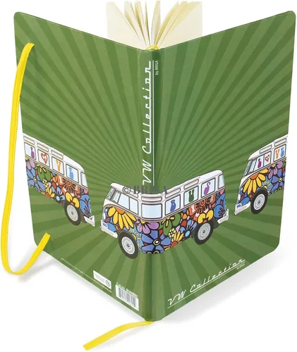 Vista 5 de BRISA VW Collection - Cuaderno Volkswagen, cuaderno de escritura, forrado con encuadernación de tapa dura en diseño Beetle Bug DIN A5