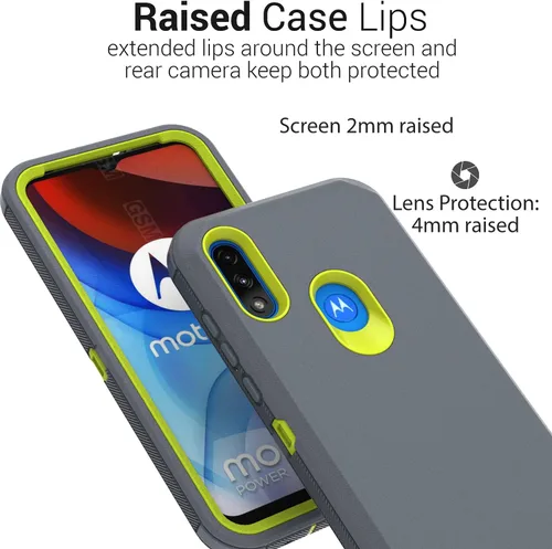 Vista 5 de CoverON Funda resistente diseñada para Motorola Moto E7 Power, cubierta de teléfono de grado militar resistente, color gris