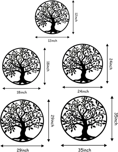 Vista 8 de Arte de pared de metal árbol de la vida, arte de pared de árbol genealógico, decoración de pared de metal, adornos de pared, decoración del hogar