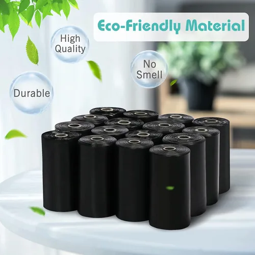 Vista 3 de Bolsas para excrementos de perro, bolsas de basura de perro [extra gruesas] [a prueba de fugas] ecológicas 16 rollos, 240 bolsas negras