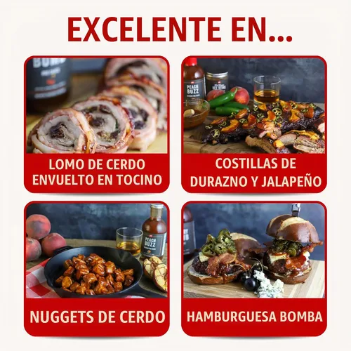 Vista 3 de PS Seasoning Salsa BBQ dulce y picante paquete de 3, cerdo desmenuzado de melocotón y cereza