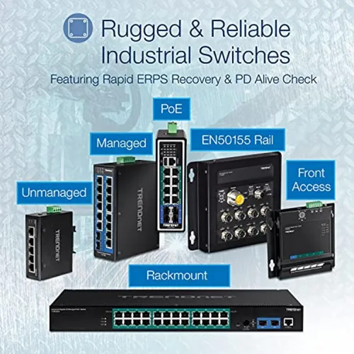 Vista 8 de TRENDnet Interruptor de carril DIN Gigabit PoE+ industrial no administrado