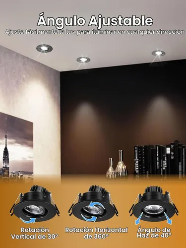 Vista 7 de POPANU Foco giratorio de cardán empotrado sin canless de 5 CCT de 3 pulgadas, lámpara de techo de globo ocular de 3 pulgadas, luces empotrables Negro