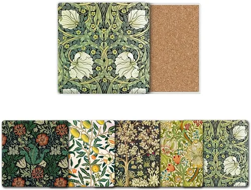 Vista 6 de HUXJOKO Juego de 6 posavasos para bebidas, posavasos de cerámica absorbente mágica vikinga negra, alfombrilla redonda de piedra, con base de corcho