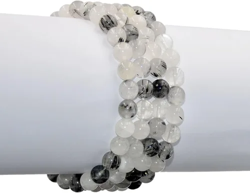 Vista 3 de AD Beads - Pulsera elástica de cuentas redondas naturales de 516 pulgadas