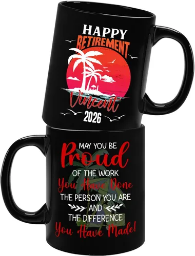 Vista 15 de Taza de café negra de jubilación personalizada, Jubilado está bajo nueva gestión, mira a la esposa para más detalles, taza de té de 11 15 onzas