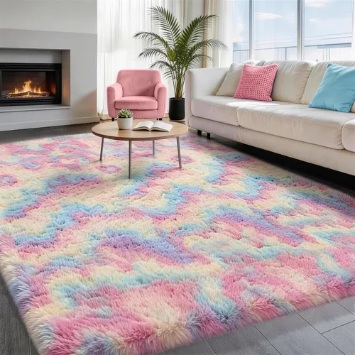 Vista 55 de Ophanie - Alfombras para sala de estar, antideslizante y suave, de felpa grandes y peludas para dormitorio, peludas para niños y niñas, decoración