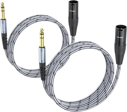 Vista 10 de JOLGOO Cable adaptador TRS a XLR macho de 1/4 de pulgada, enchufe TRS equilibrado de 0.250 in a macho XLR de 3 pines, cable de micrófono TRS macho