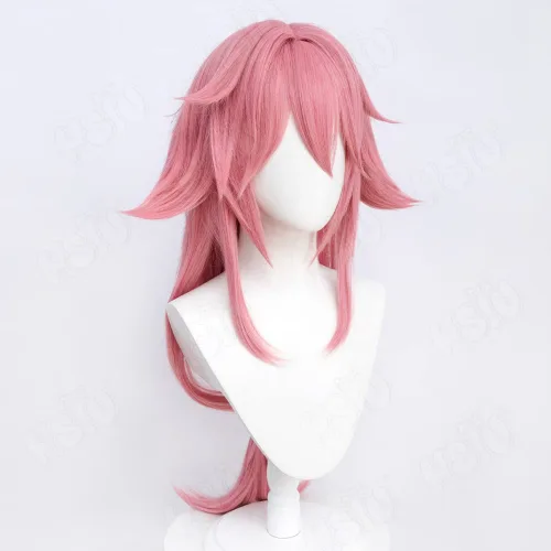Vista 5 de Soft Cat Brand Yae Miko cosplay wig Genshin Impact Cosplay Wig Pomelo pink long hair Synthetic Hair Free wig Cap Yae Cosplay