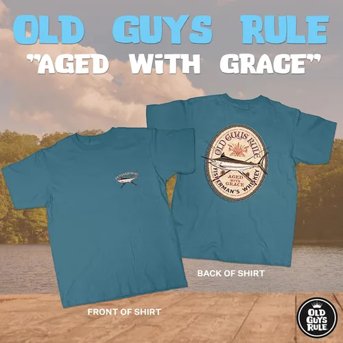 Vista 2 de OLD GUYS RULE Camiseta estampada para hombre, azul viejo