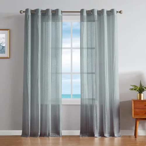 Vista 14 de Nautica - Cordelia - Cortina transparente aplastada Cortinas para ventana Cortinas ligeras Juego de 2 paneles Transparente Cabecera
