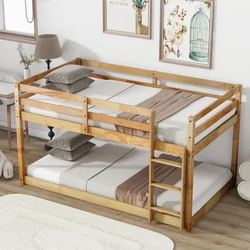 Vista 22 de Twin Size Bunk Bed with Panelled Headboard and Footboard, Antique Dark Oak Antique Oak