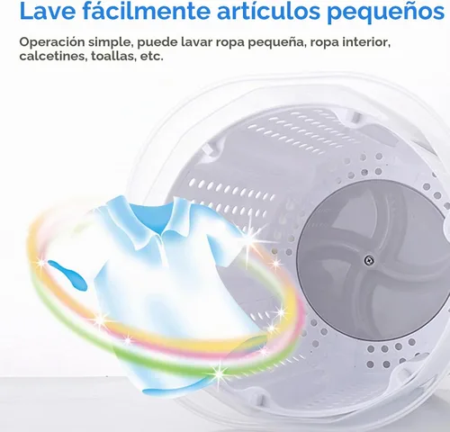 Vista 5 de Lavadora manual portátil con manivela para espacios pequeños, solución compacta de lavandería no eléctrica para dormitorio, apartamento, camping