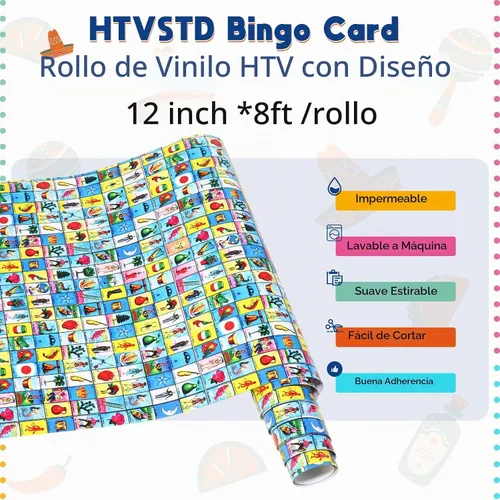 Vista 2 de HTVSTD Bingo HTV Vinilo de transferencia de calor de 12 x 8 pies
