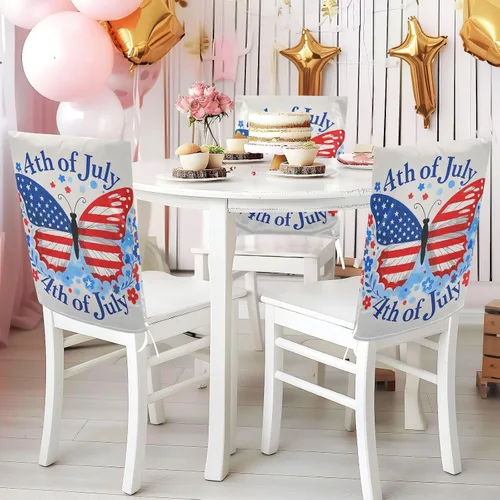 Vista 5 de 4th of July Independence Day Red Blue Butterfly Decorative Office Chair Slipcover for Family Gatherings Washable Slip Cover protectores de sillas