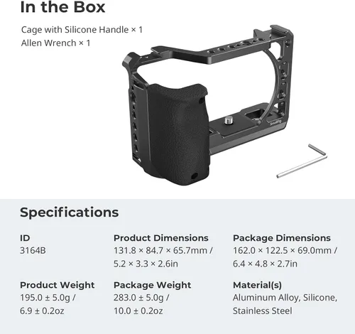 Vista 8 de SmallRig Jaula con mango de silicona y zapata fría para Sony a6100, a6300, a6400-3164