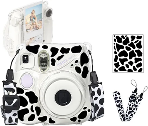 Vista 7 de Funda transparente para cámara instantánea Fujifilm Instax Mini 7+ 7 Plus, funda de cristal para cámara con correa de hombro extraíble Solo funda