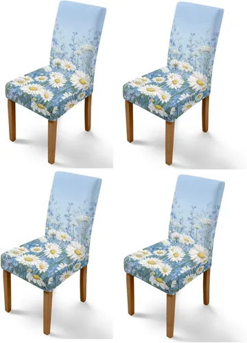 Vista 46 de HUGS IDEA Butterfly Dining Room Chair Covers Set of 2 Blue Marble Stretch Parsons Chair Slipcovers Washable Kitchen Chairs Protector Covers for