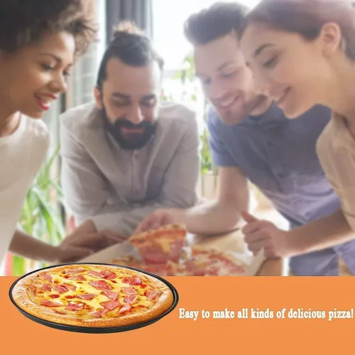 Vista 5 de Bandeja de pizza antiadherente de 9 pulgadas, pastel de bandeja de pizza de horno de acero al carbono