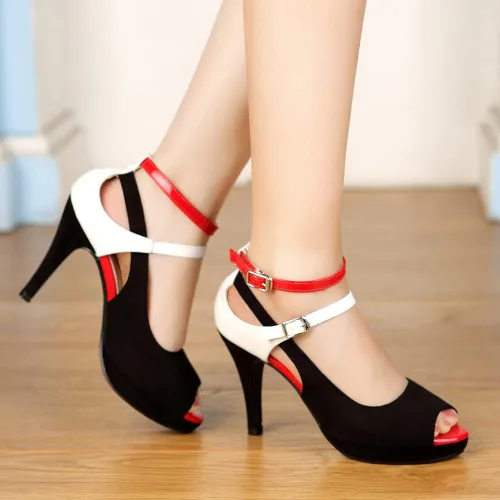 Vista 6 de Getmorebeauty - Sandalias de vestir al tobillo de tacón alto para mujer