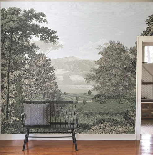 Vista 2 de Erin & Ben Co. PSW1456M - Mural de pared prémium para despegar y pegar, diseño de pastos panorámicos