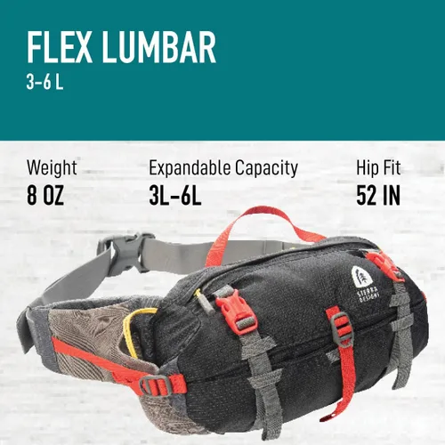 Vista 2 de Sierra Designs Riñonera lumbar flexible, bolsa de cintura de senderismo con soporte para botella de agua, volumen ajustable y más
