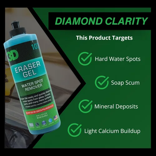 Vista 3 de 3D Eraser Gel Removedor de manchas de agua en gel – Fórmula de gel ácido para manchas de agua dura y depósitos minerales – Seguro para pintura