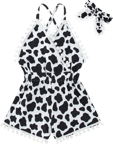 Vista 33 de UNICOMIDEA 6M-3T Traje sin espalda para bebé niña traje mameluco con diadema